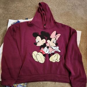 Disney Mickey & Minnie Mouse  Burgundy Hoodie Sweatshirt Sweatpants Set Size 3X